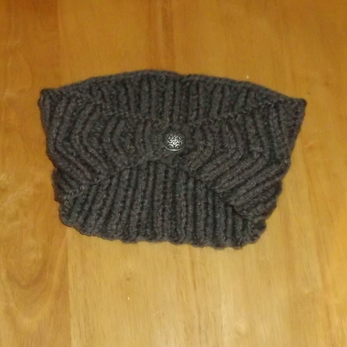 Ribbed Slate hand knitted headwear, handmade by Longhaired Jewels